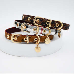 Großhandel Luxus-Leder-Hundegeschirr mit Leine und Halsband für kleine/mittelgroße Hunde – Schnallen-/Druckknopfverschluss, Monogramm - Product Image 3