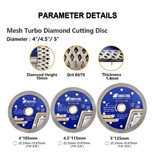 4in/4.5in/5in "X" jant Turbo Mesh Ultra ince elmas testere bıçağı sıcak preslenmiş dairesel testere bıçağı elmas kesim disk açı öğütücü - Product Image 4