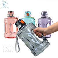 Bouteille d'eau de sport grande capacité |   Bouteille de fitness avec échelle graduée, couvercle à verrouillage de sécurité et large poignée |   1L/1.5L/2L pour la salle de sport et les sports de plein air