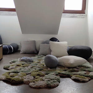 森/湖/草風景カスタムウールラグ手作りふわふわカーペットとラグリビングルーム大きなシャグハンドタフテッドラグ - Product Image 2