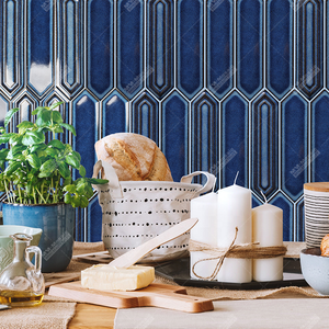 Mosaïque <span class=keywords><strong>de</strong></span> carreaux en céramique bleu foncé en forme <span class=keywords><strong>de</strong></span> piquet hexagonal long pour restaurant, buffet, hôtel, cuisine, mur, <span class=keywords><strong>salle</strong></span> <span class=keywords><strong>de</strong></span> <span class=keywords><strong>bain</strong></span>, crédence, décoration - Product Image 3