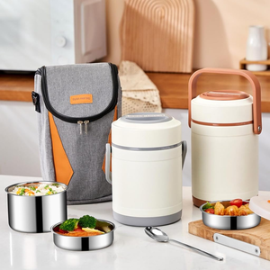 304 Stainless Steel <b>Insulated</b> <b>Lunch</b> <b>Box</b> with PP Lid Foldable Design Eco-Friendly 0-1L Capacity for Students White-collar Workers - Product Image 4