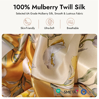 Foulard carré élégant en soie de mûrier 100% à motif floral Gardenia, faible MOQ, OEM ODM, étiquette personnalisée en 7 jours, ourlet roulé à la main, châle de cou pour femme