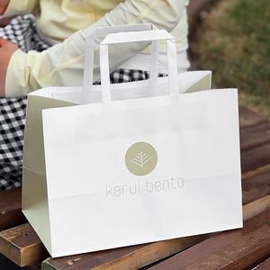 Bolsa de Papel Kraft Personalizada con su Propio Logotipo, Ecológica, Reciclable, Blanca, para Restaurante, Café, Bebidas, Comida para Llevar - Product Image 1