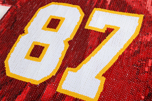 Maglia da Calcio Kansas City per il Giorno della Partita, Taglie Forti da Donna, Rossa 87 KELCE, Maglia da Giocatore Interamente Ricamata con Paillettes, Estiva, Lavorata a Maglia, con Logo Stampato - Product Image 5