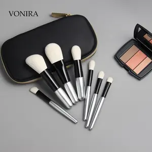 Cosmetic Brush Manufacturer Vonira Beauty Custom 7Piece Essential Starter Brush Collection Makeup Brushes Set With Cosmetic Gift Zipper Case Black Bag OEM