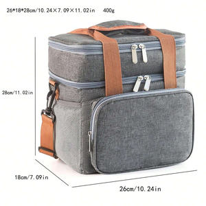 Heopono çift katlı yalıtımlı termal gıda 2 bölmeler kullanımlık Fitness su geçirmez piknik soğutucu öğle yemeği çantası yetişkinler için - Product Image 4