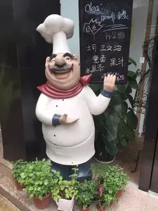 Statue <span class=keywords><strong>de</strong></span> chef cuisinier en résine et fibre <span class=keywords><strong>de</strong></span> verre, figurine <span class=keywords><strong>de</strong></span> chef pizza corpulente, décoration <span class=keywords><strong>de</strong></span> restaurant - Product Image 2