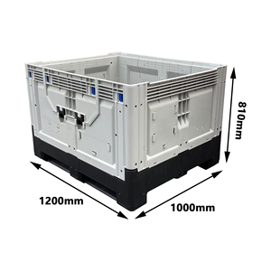 กล่องพาเลทพับได้<span class=keywords><strong>สอง</strong></span>ประตูแบบปิด สำหรับเก็บผลิตผลสด พร้อมช่องเข้าด้านยาว ใช้ซ้ำได้สำหรับการขนส่ง - Product Image 4