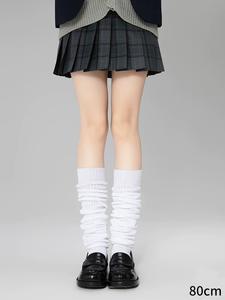 P-1 Chaussettes japonaises pour étudiantes, blanches, épaisses, tricotées, antidérapantes, à effet bulle, coupe ample, pour l'hiver, pour femmes - Product Image 1