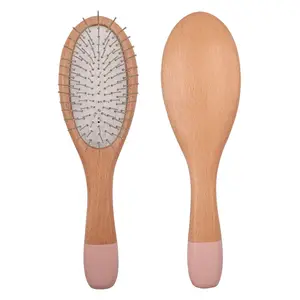 Direct factory price metal bristle wooden hair brush steel needle cushion massage hair brush