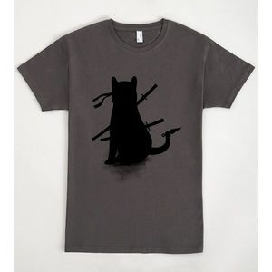 T-shirt Ninja Cat grigio scuro, maglietta grafica unisex a maniche corte - Product Image 1