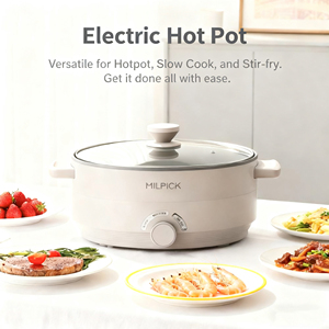 Bán buôn đa nồi chảo nhanh chóng sưởi ấm 1000W 1400W Máy tính để bàn nấu ăn chảo thủy tinh nắp kích thước lớn lớn lẩu - Product Image 2