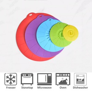 Couvre-plat en silicone pour micro-ondes, couvre-plat de cuisine coloré, réutilisable, pour <span class=keywords><strong>pot</strong></span>, bol, tasse, couvercle en silicone à ventouse scellé - Product Image 4