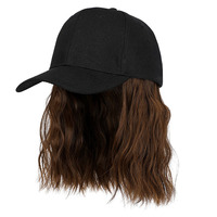 Casquette de baseball pour femme avec perruque intégrée, cheveux synthétiques courts bouclés naturels, ajustable, style BOBO, pour filles