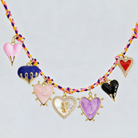 Nouveauté en vente chaude, pendentif en forme de cœur en lave, or 18 carats, breloques pour collier, fabrication de bijoux, breloques en cristal en forme de cœur rouge pour colliers