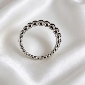 Bague à maillons en acier inoxydable plaqué rhodium avec perles de pierres précieuses, design étanche – Grande Vente - Product Image 3