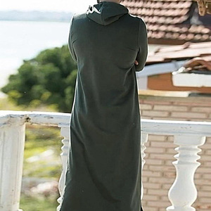 Thobe d'hiver pour hommes musulmans Sweat à capuche musulman en tissu à manches longues marocain arabe Dubaï islamique Thobe Abaya pour hommes - Product Image 4