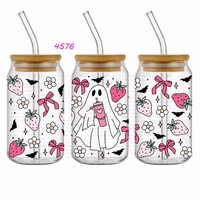 Transferts UV DTF pour gobelets 16oz, autocollants UV DTF pour gobelets, motifs Halloween, autocollants personnalisés imperméables, autocollants UV DTF pour tasses