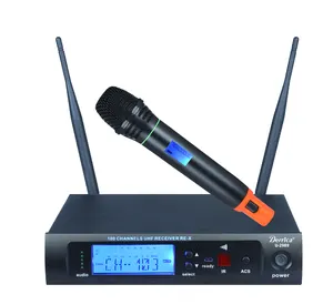 2014 high end quality metal receiver with headset , lapel UHF wireless microphone system for singer stage