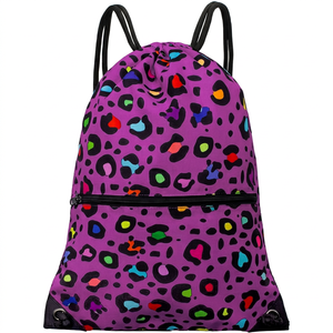 Hemistyles HM-KHAKI Blue <b>Drawstring</b> <b>Backpack</b> Nylon Gym Sports Bag 30-40L Lightweight with Front Zipper Pocket Travel Outdoor - Product Image 1