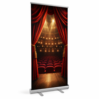 Support de bannière déroulante rétractable en aluminium léger à base large, panneau publicitaire vertical sur pied pour stand de salon professionnel