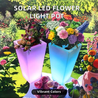 Pot de fleurs lumineux à LED solaire en plastique pour jardin, avec changement de couleur, idéal pour la décoration de mariage et comme mobilier lumineux