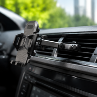 Support de téléphone de voiture télescopique 2-en-1 à dégagement rapide, ventouse et clip de ventilation, rotation à 360°, universel et antidérapant