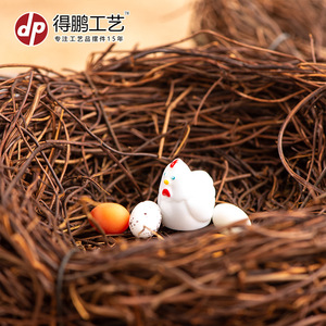 Ornements de nid d'oiseau faits à la main Depeng avec mini poussin et œufs, artisanat en osier pour la décoration de la maison - Product Image 4