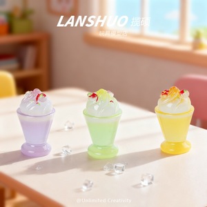 Juego de joyería DIY de resina Lanshuo con mini tazas de helado para decoración de teléfonos y llaveros - Product Image 1