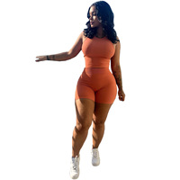2022 été ensembles Logo personnalisé femmes mode Sexy Pit Strip 2 pièces ensembles collants Shorts tenues deux pièces ensemble