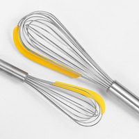 Batteur à œufs manuel 2-en-1 en acier inoxydable avec spatule en silicone, mini fouet à ballon pour crème et pâte, outil de pâtisserie