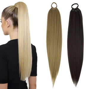 Extensiones de Cola de Caballo Sintética Rubia de 24-26 Pulgadas <span class=keywords><strong>con</strong></span> Sensación Natural y Elástico - Product Image 1