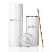 Gobelet isotherme mince de 20 oz pour sublimation, en acier inoxydable 304 à double paroi sous vide, avec couvercle et paille, personnalisable avec logo