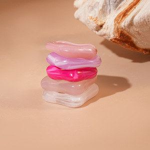 패션 반지 아크릴 양각 불규칙한 정사각형과 둥근 반지 도매 공장 반지 세트 보석 액세서리 여성용 - Product Image 5