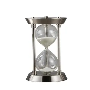 Retro Metalen Zandloper Tijd Slinger Timer Zand Timer Houten Uur Glas Zand Klok Voor Thuis Decoratie Decor Gift