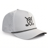 Casquette de golf blanche Performance pour hommes et femmes, respirante, imperméable, perforée au laser, motif léopard, pour la course et le pickleball