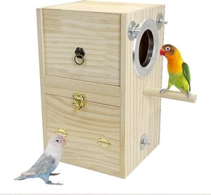 PARAKEET làm tổ hộp gỗ: Nhà giống vẹt, chim chuồng Phụ kiện cho budgie lồng, cockatiel, Finch, lovebirds, Conure - Product Image 1