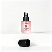 Ensemble d'emballages cosmétiques en verre rose givré avec flacon compte-gouttes, flacon pompe et pot vide rechargeable pour marque de soins de la peau avec boîte