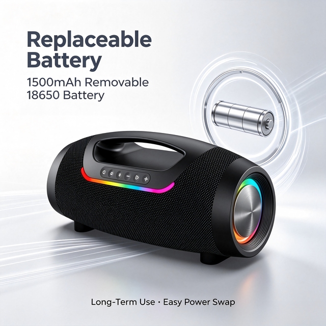20W Portable Bluetooth Speaker Wireless Stereo Soundbox Bluetooth 5.3 Removable Battery Outdoor Subwoofer AUX TF USB Audio