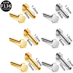 <b>Titanium</b> Heart And Star Shape Lip <b>Studs</b> F136 <b>Titanium</b> Alloy For Ear Bone Piercing Unisex Jewelry - Product Image 4