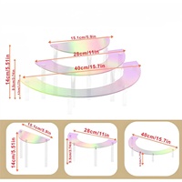 Présentoir en acrylique semi-circulaire irisé arc-en-ciel à 3 niveaux pour parfums et cupcakes – Vente en gros