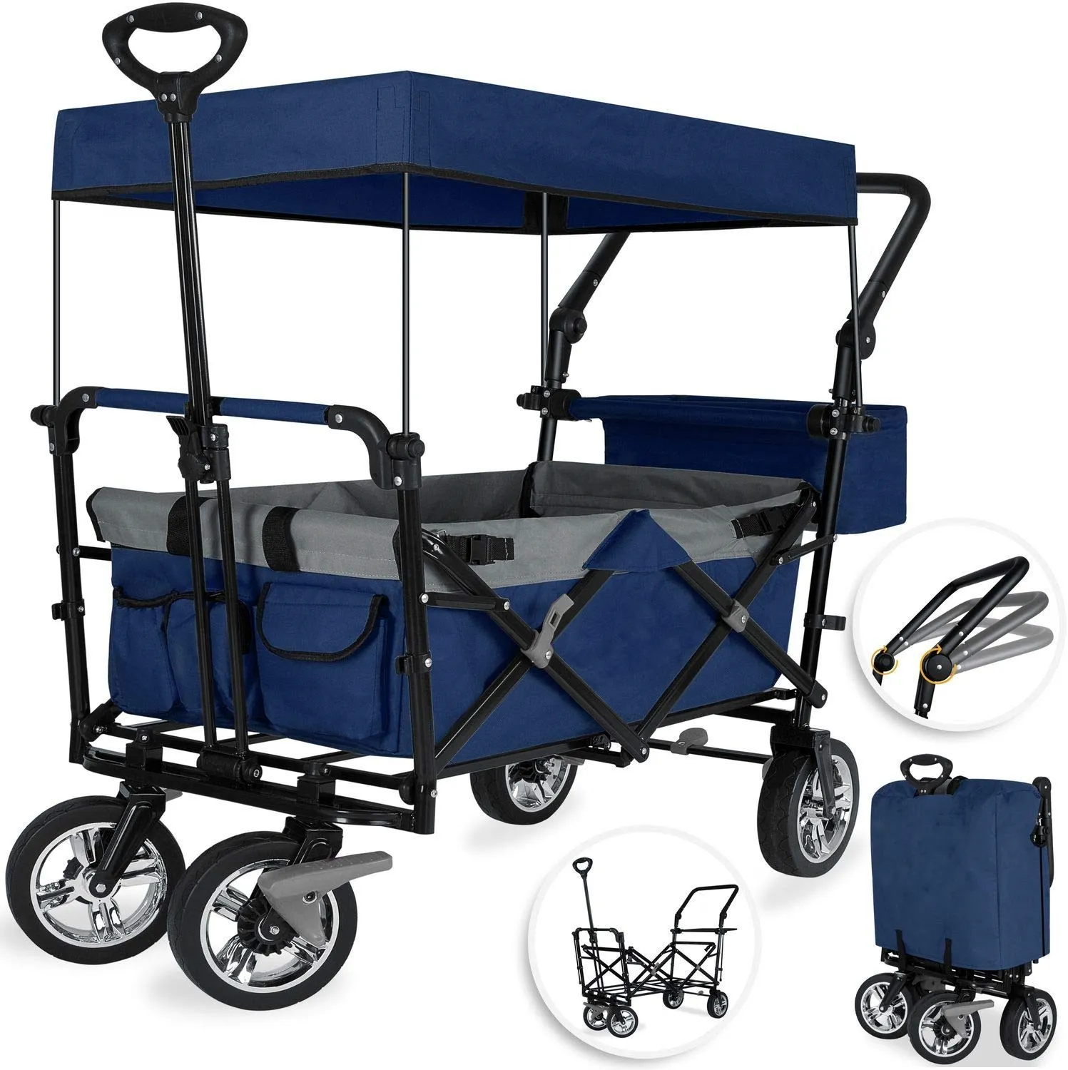 North American Quality Kids Stroller Collapsible Utility Wagon With 600D Fabric And Cotton