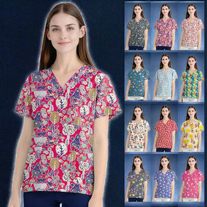 เสื้อสครับแบบทอผ้าฝ้าย 100% สำหรับทุกเพศ พร้อมผ้ากันเปื้อนแบบถอดได้ สำหรับพยาบาลและบุคลากรทางทันตกรรมในสภาพแวดล้อมการทำงานที่มีความวุ่นวาย - Product Image 3