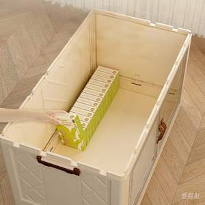 Collapsible Clothing Storage <b>Bins</b> with <b>Lids</b> Wheels Plastic Folding Stackable Closet Organizer Storage Box with Doors for Home - Product Image 2