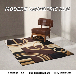 Alfombra de polipropileno de pelo largo, suave, antideslizante, grande, de tejido plano, de color liso, geométrica moderna, estilo Ins, para envíos transfronterizos de AliExpress - Product Image 2