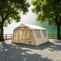 Tente familiale gonflable de luxe 13,68 m² en Oxford 420D, maison de glamping avec plafond de 2,3 m de haut, double porte et lucarne, usine OEM