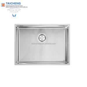 Évier de cuisine à montage sous plan, simple bac, fait <span class=keywords><strong>main</strong></span>, sans robinet, surface brossée, 587x435x181mm - Product Image 3