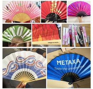 Éventail pliant en bambou et plastique noir, personnalisable avec logo imprimé, pour la décoration, en gros - Product Image 6