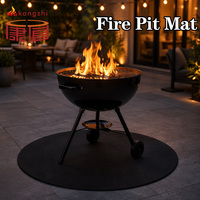 Tapis de protection pour foyer extérieur, double face, ignifuge, en fibre de verre et silicone, imperméable, antidérapant, résistant à la chaleur, pour le camping en plein air
